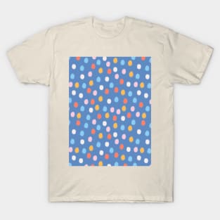 Festive confetti circles pattern in blue T-Shirt